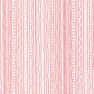 Redwork Christmas - Stripe Red Cream Yardage