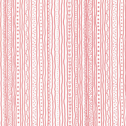 Redwork Christmas - Stripe Red Cream Yardage