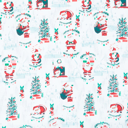 Twas - Santa Main White Metallic Yardage