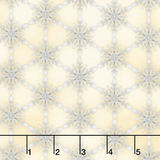 Winter's Grandeur - Champagne Hexie Snowflake Champagne Metallic Yardage