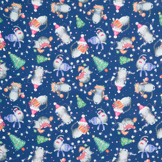 Christmas Cats - Holiday Cats Navy Yardage