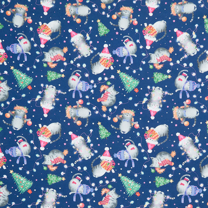 Christmas Cats - Holiday Cats Navy Yardage