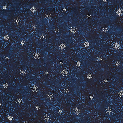 Artisan Batiks - Winter Wonderland Branches Navy Metallic Yardage