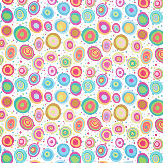 In Motion Large Circle with Dots - White Multi Yardage