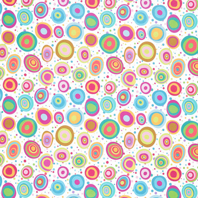 In Motion Large Circle with Dots - White Multi Yardage