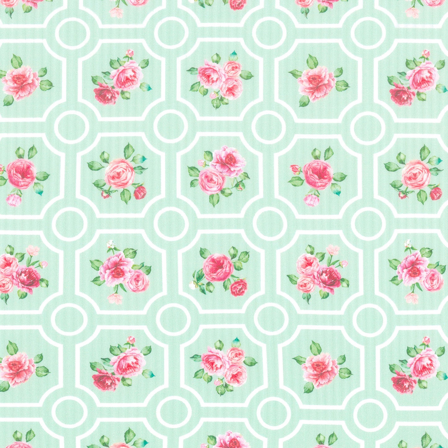 Blush - Floral Grid Green Multi Yardage Primary Image