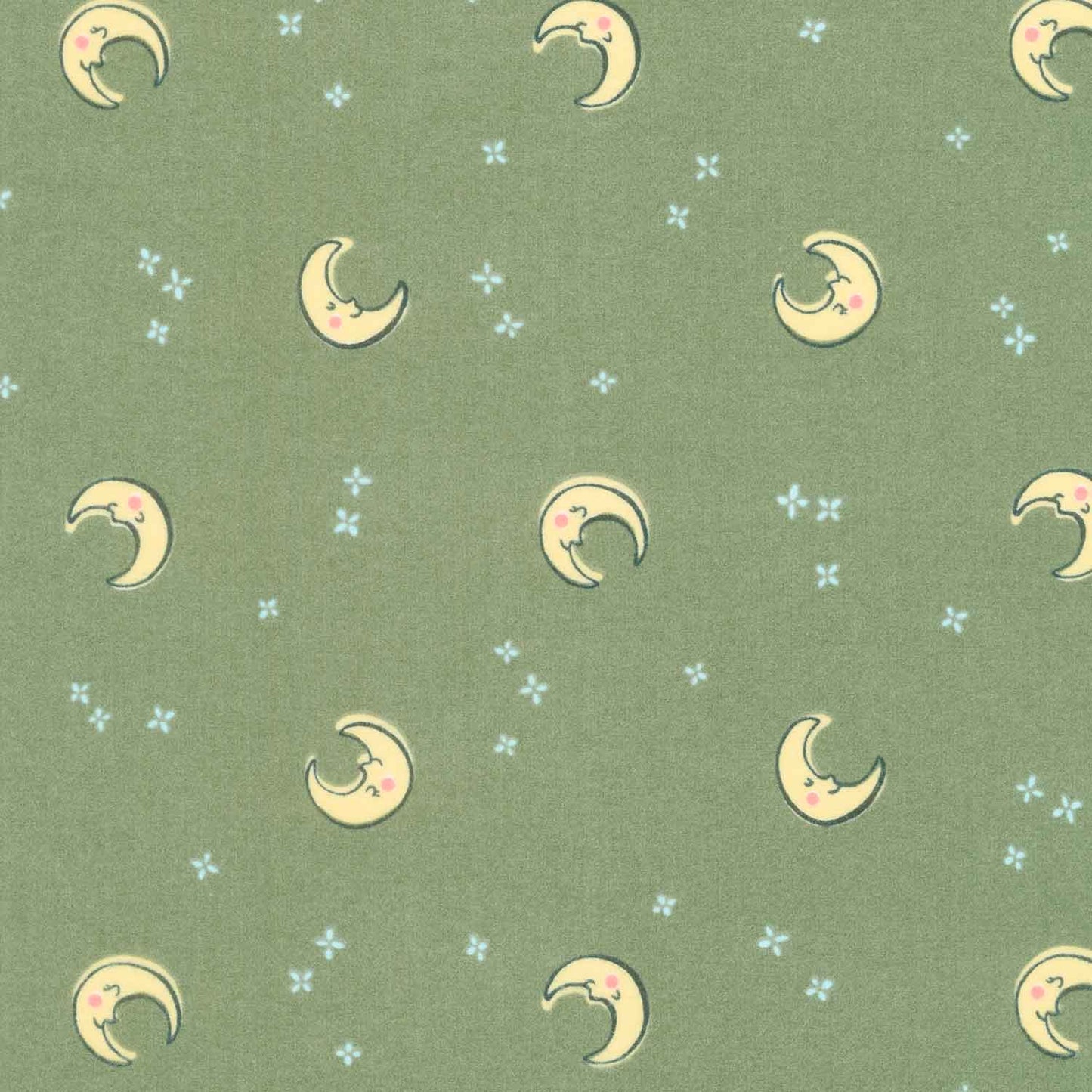 Cozy Cotton Flannels - Over the Moon Full Collection Moons Moss Yardage Primary Image