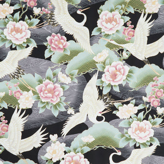 Imperial Collection - Honoka Plum Colorstory Cranes Black Metallic Yardage