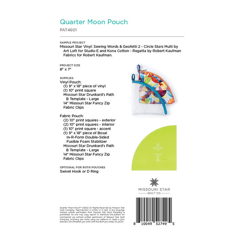Quarter Moon Pouch Pattern by Missouri Star Alternative View #1