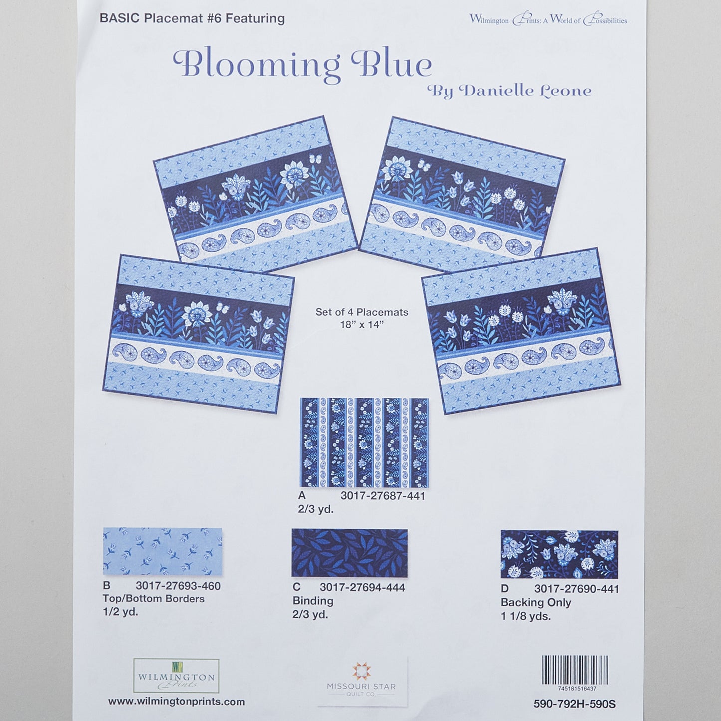 Blooming Blue Placemat Kit Alternative View #2