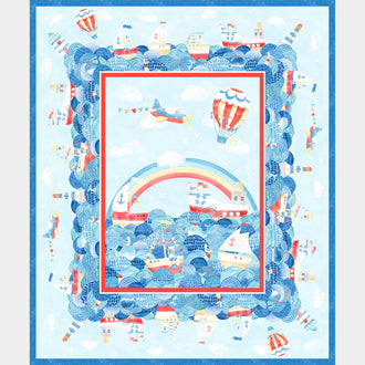 Out to Sea - Sailboat Blue Multi Panel