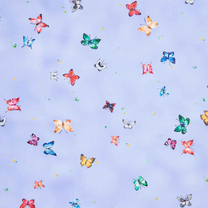 Joyful Meadows - Butterflies Periwinkle Yardage
