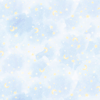 Wish & Wonder - Stars and Moon On Clouds Sky Yardage