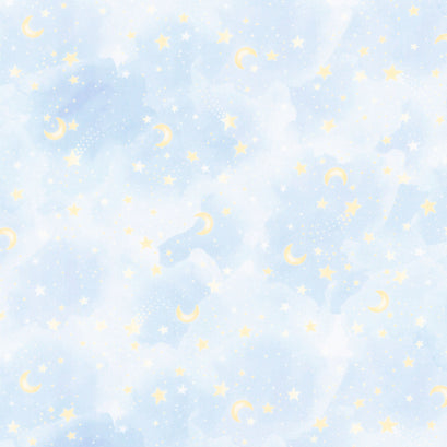 Wish & Wonder - Stars and Moon On Clouds Sky Yardage
