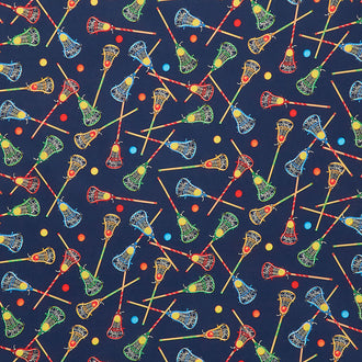 Novelty - Tossed Lacrosse Sticks Navy Yardage