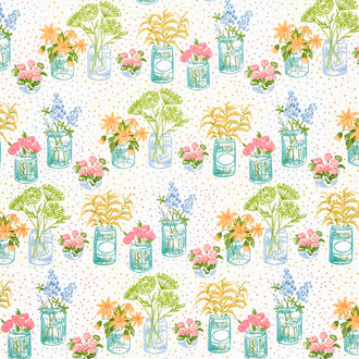 Wild Blossoms - Canning Jars Cream Yardage
