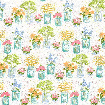 Wild Blossoms - Canning Jars Cream Yardage