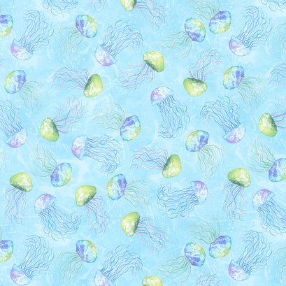 Paradise Bay - Jellyfish Toss Light Blue Yardage