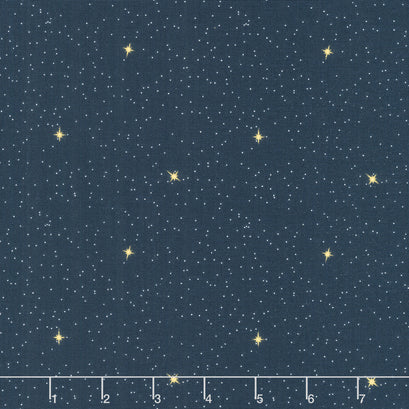 Silent Night - Follow The Star Midnight Metallic Yardage