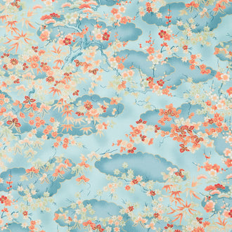 Imperial Collection - Honoka Teal Colorstory Branches Aqua Metallic Yardage