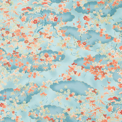 Imperial Collection - Honoka Teal Colorstory Branches Aqua Metallic Yardage