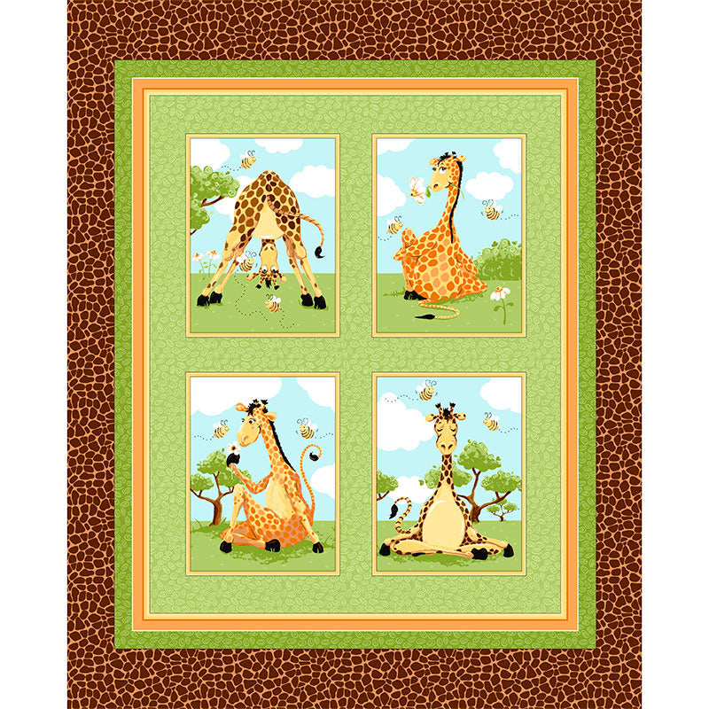Zoe The Giraffe II - Framed Quilt Brown Panel Primary Image