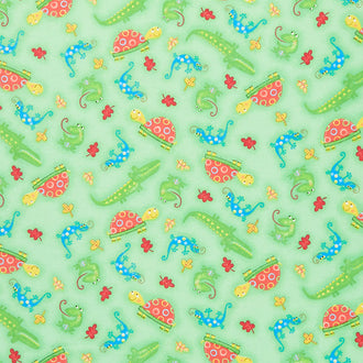 Comfy Flannel® - Frogs, Turtles, Alligators & More Green Yardage
