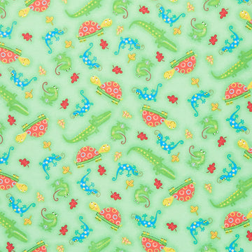 Comfy Flannel® - Frogs, Turtles, Alligators & More Green Yardage Primary Image