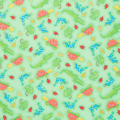 Comfy Flannel® - Frogs, Turtles, Alligators & More Green Yardage