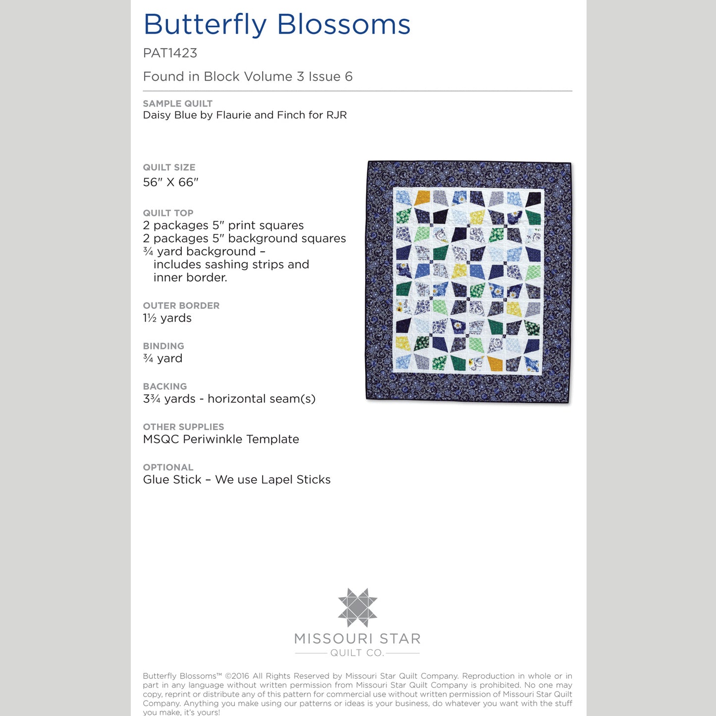 Digital Download - Butterfly Blossoms Quilt Pattern by Missouri Star Alternative View #1