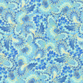 Royal Plume - Abstract Peacock Feathers Blue Metallic Yardage Primary Image