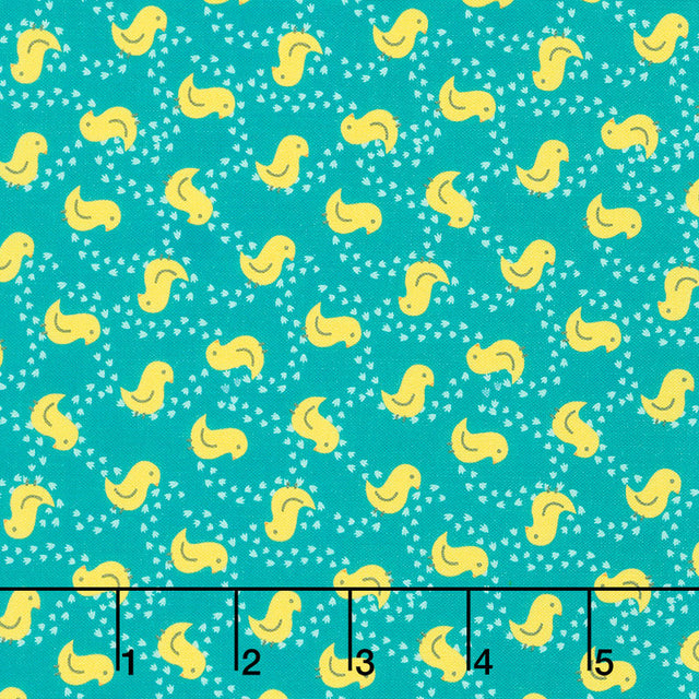 Quilt Town - Chuck The Duck Aqua Yardage Primary Image