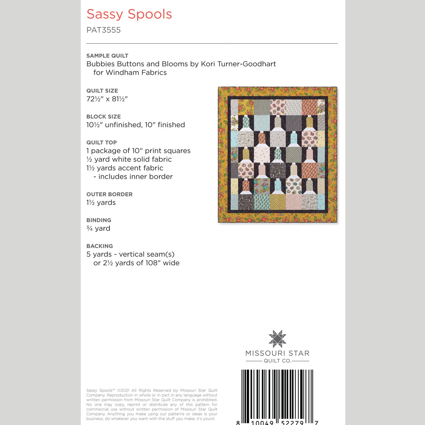 Digital Download - Sassy Spools Quilt Pattern by Missouri Star Alternative View #1