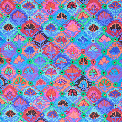 Kaffe Fassett Collective - February 2024 Bright Colorway Step Flower Blue Yardage