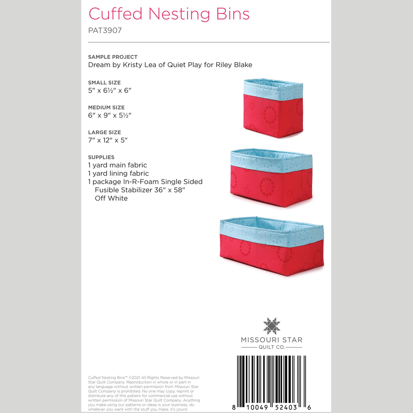 Digital Download - Cuffed Nesting Bins Pattern by Missouri Star Alternative View #1