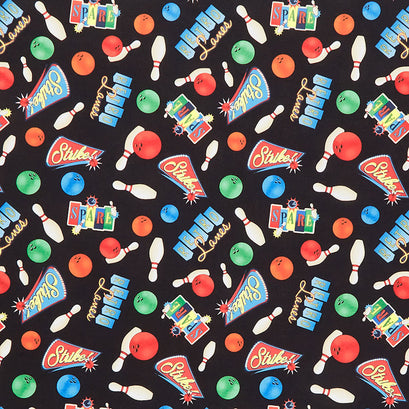 Rock 'N Bowl - Bowling Pins, Balls and Signs Multi Yardage