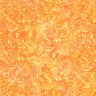 Artisan Batiks - Totally Tropical Leaves Tangerine Yardage
