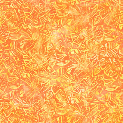 Artisan Batiks - Totally Tropical Leaves Tangerine Yardage