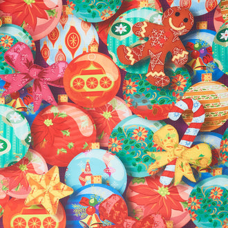 Quilted Christmas Christmas Balls - Multi Art Print Yardage
