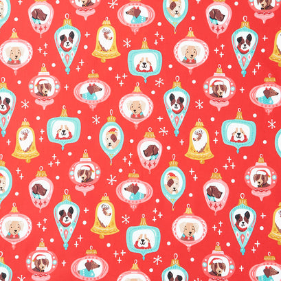 Furry and Bright - Dog Ornaments Red Yardage