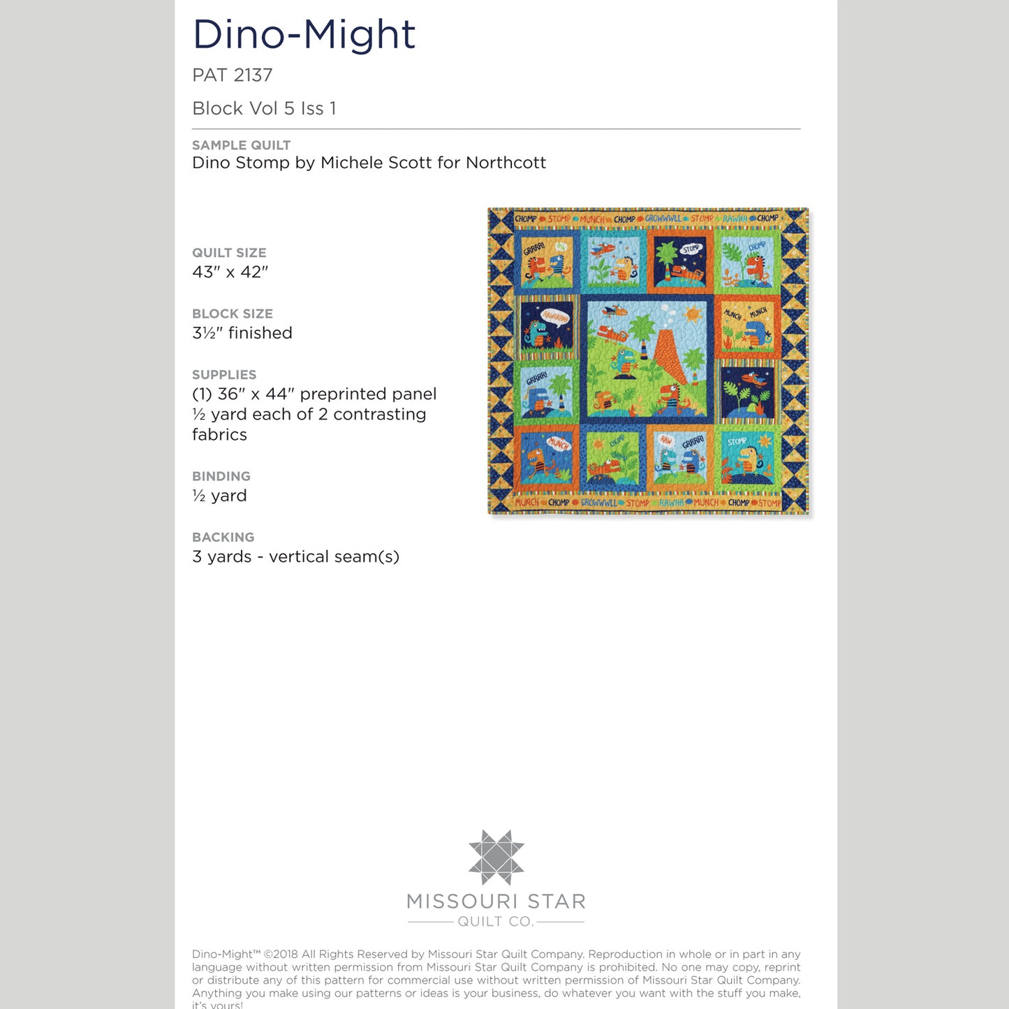 Digital Download - Dino Might Pattern by Missouri Star Alternative View #1