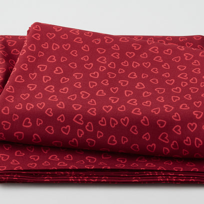 Happy Hearts - Heart Outlines Red 3 Yard Cut
