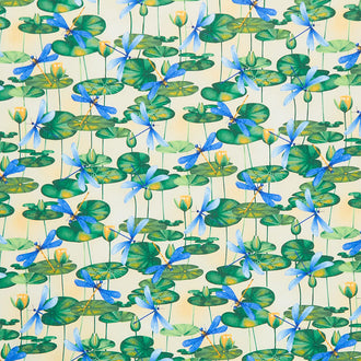 Waterlily Magic - Dragonfly and Waterlily Yellow Yardage