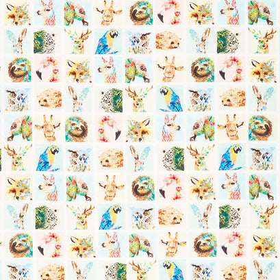 Brush with Nature - Mini Animal Portraits Cream Yardage