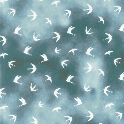 Autumn Swallows - Blue Denim Yardage
