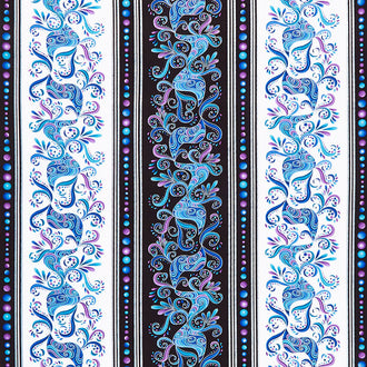 Polar Bear Attitude - Jazzy Swirls Stripe Multi Yardage
