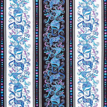 Polar Bear Attitude - Jazzy Swirls Stripe Multi Yardage
