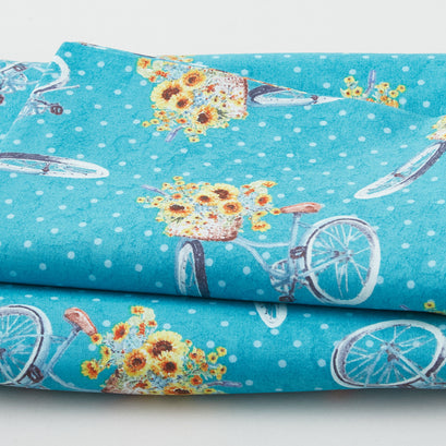 Sunflower Sweet - Bicycle Toss Teal 3 Yard Cut