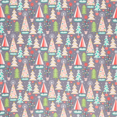 Fa La La - Christmas Spruces Gray Yardage