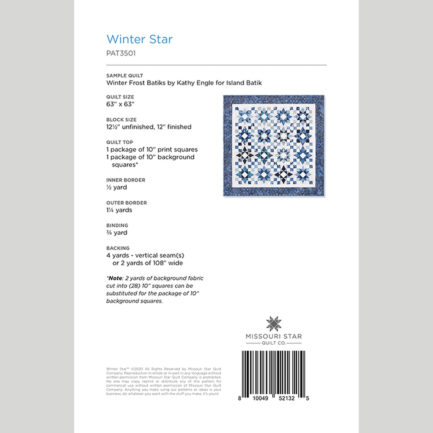 Digital Download - Winter Star Quilt Pattern by Missouri Star Alternative View #1